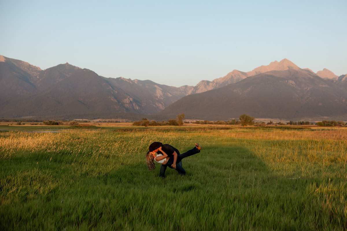 Rilee and Colby during their Charlo Montana engagement session with Mission Mountain views