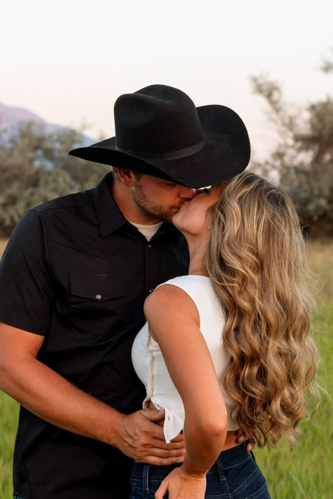 Rilee and Colby share a sweet kiss during their Charlo Montana engagement session