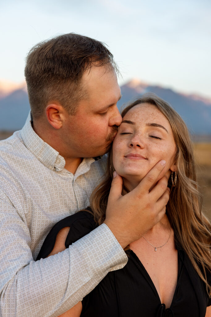 simple photo of couple during an engagement session near ronan montana