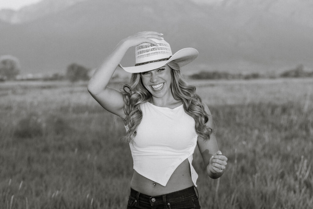 smiling future bride during mission valley engagement session