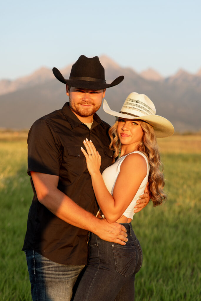summer engagement session near missoula montana with mountain views
