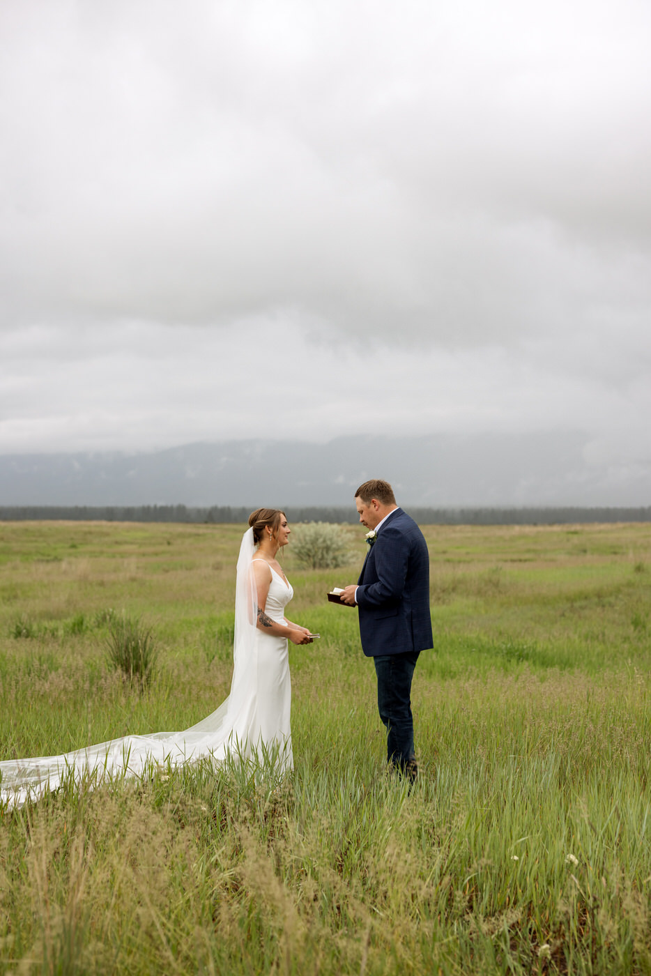 Bride and groom exchanging private vows — Aislynn + Kyle — Mission Valley Wedding — Charlo Montana — Stacy Edwards Photography